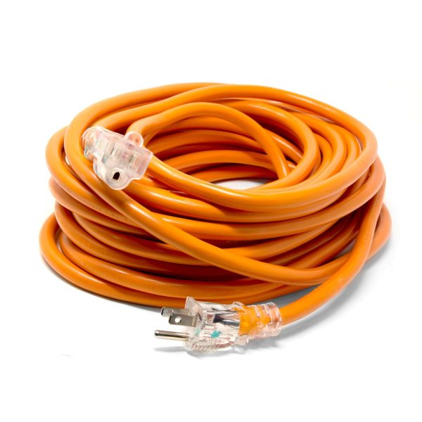 WEN PC5012 50 ft. 12-Gauge Heavy-Duty SJTW Outdoor 12 3 Extension Cord with NEMA 5-15R Light-Up Power Outlet Supply