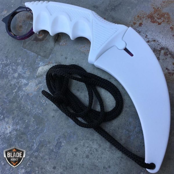 2PC CSGO White Galaxy Karambit + Butterfly Balisong Trainer Knife For Discount - Image 3