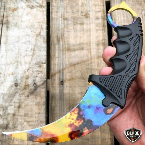 7.5  CSGO Karambit Combat Knife Fixed Blade Hawkbill Neck Doppler NEW For Discount - Image 4